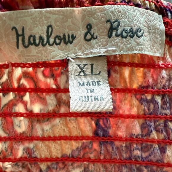 Harlow & Rose Smocked Boho Maxi Dress XL Square Neck Boho Cottagecore Festival - Picture 6 of 8